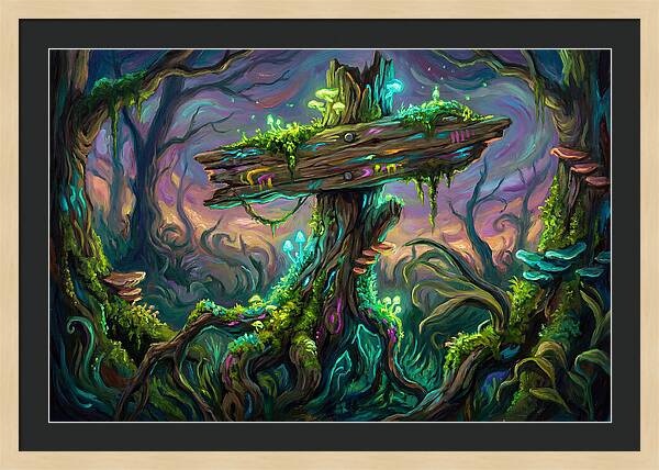 Old Signpost In Enchanted Forest