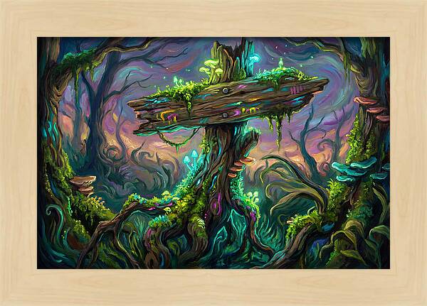 Old Signpost In Enchanted Forest