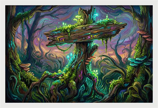 Old Signpost In Enchanted Forest