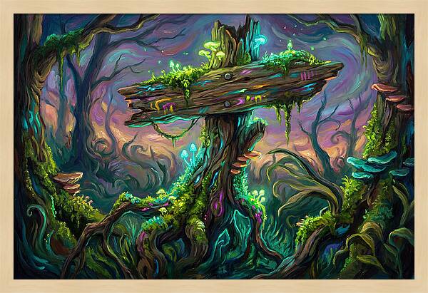 Old Signpost In Enchanted Forest