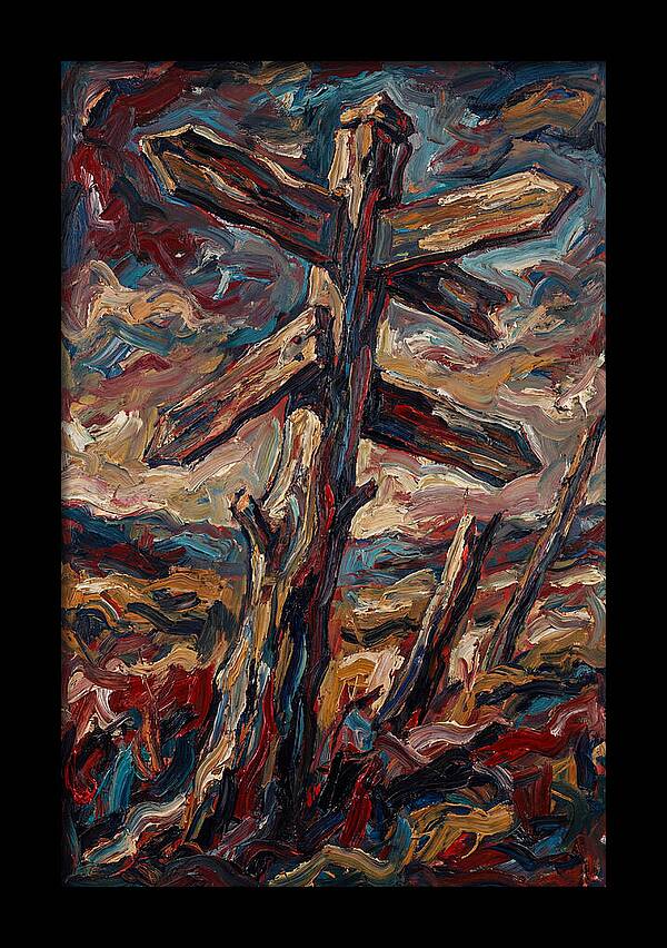 Old Signpost In Expressionist Style
