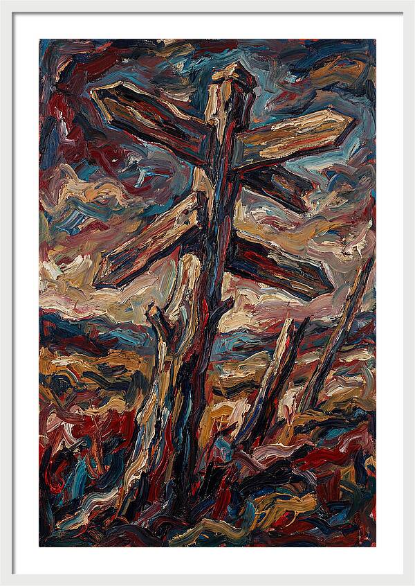 Old Signpost In Expressionist Style