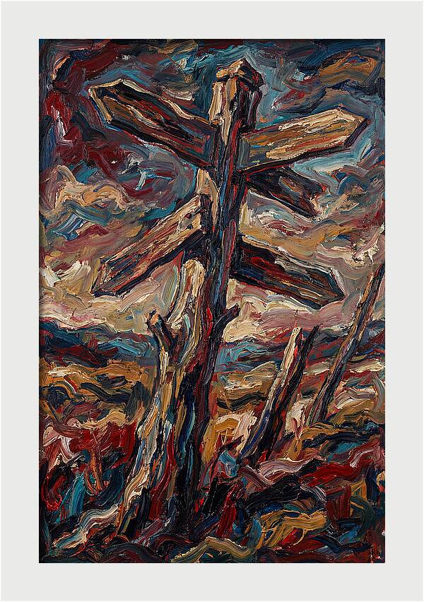 Old Signpost In Expressionist Style