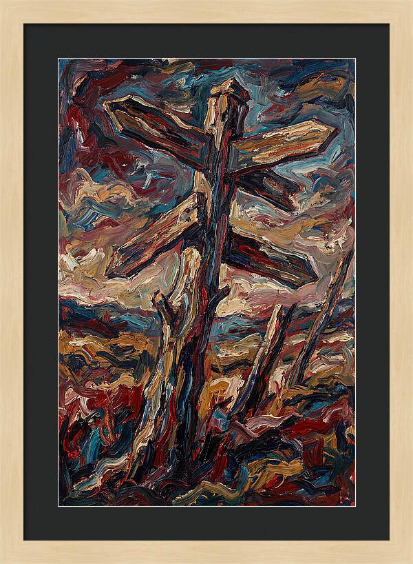 Old Signpost In Expressionist Style