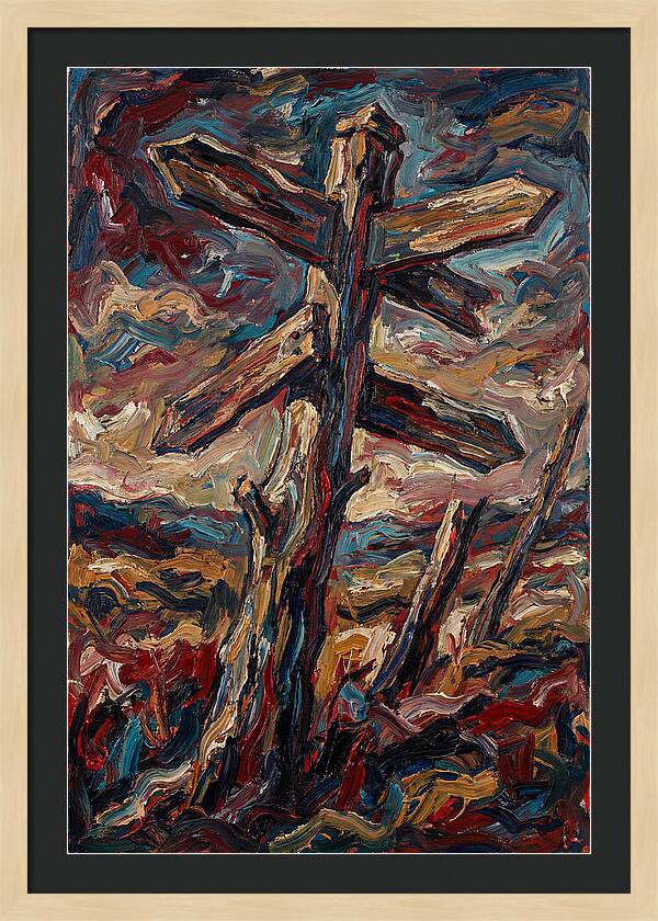 Old Signpost In Expressionist Style