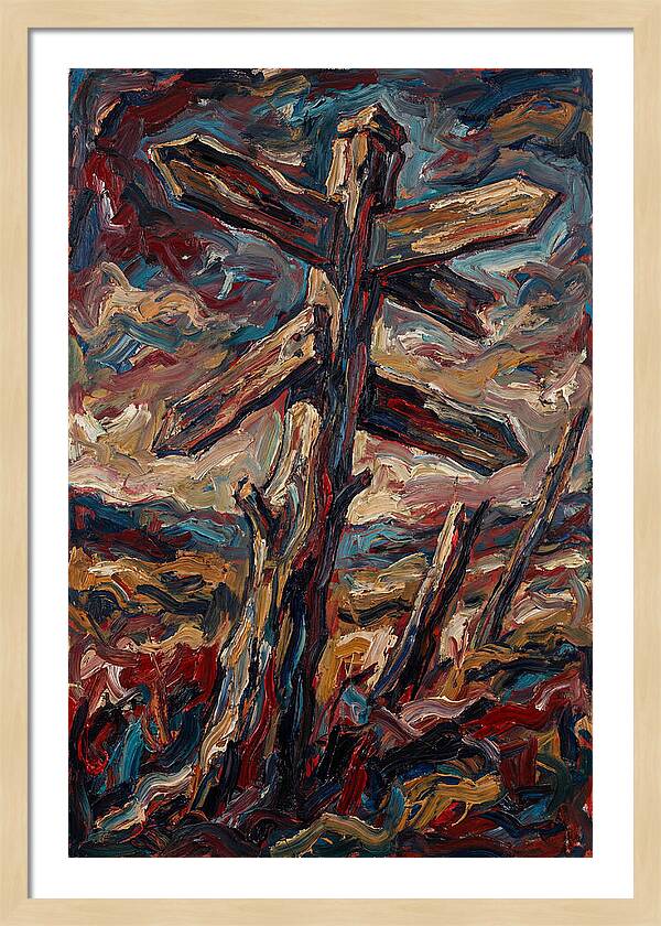 Old Signpost In Expressionist Style