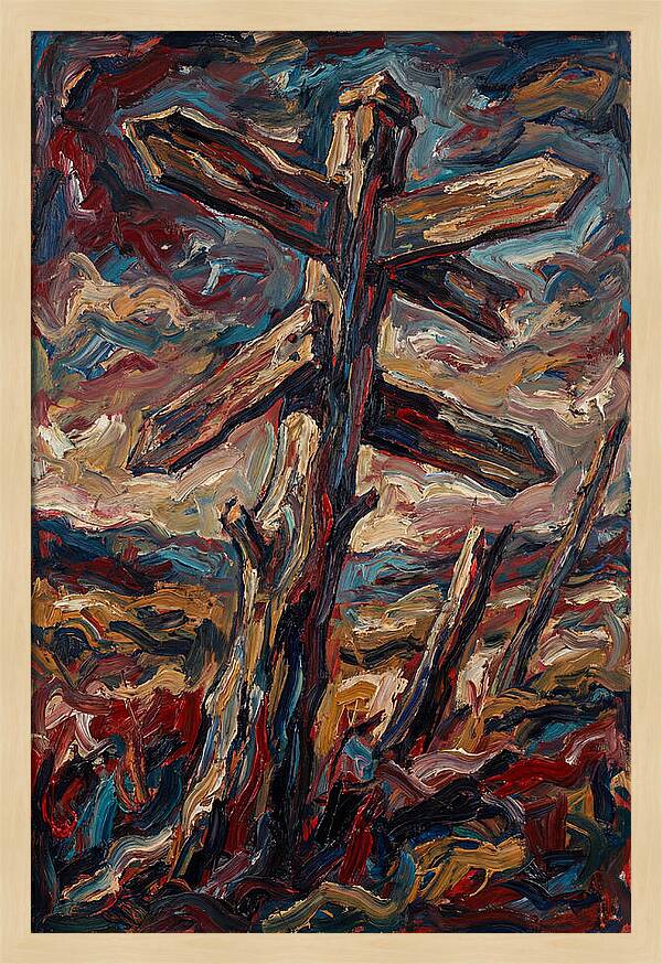 Old Signpost In Expressionist Style