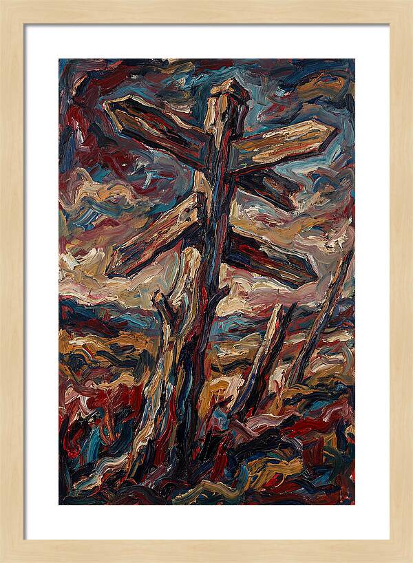 Old Signpost In Expressionist Style