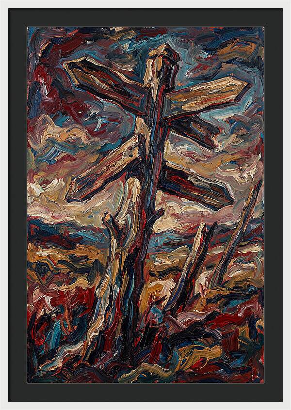 Old Signpost In Expressionist Style