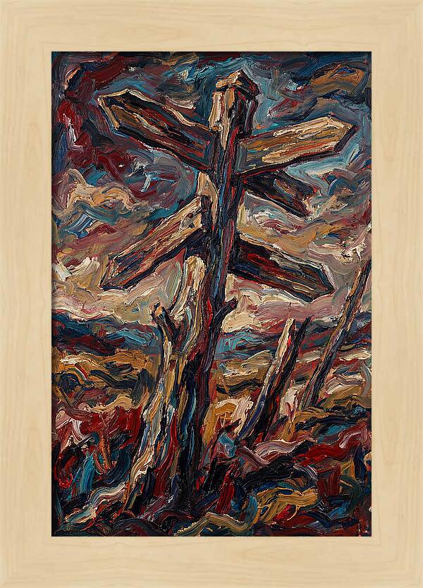 Old Signpost In Expressionist Style