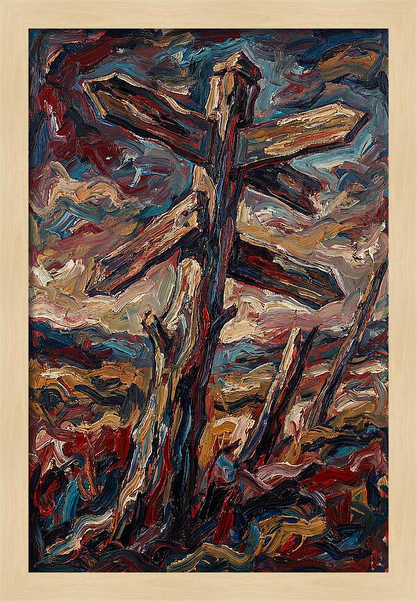 Old Signpost In Expressionist Style
