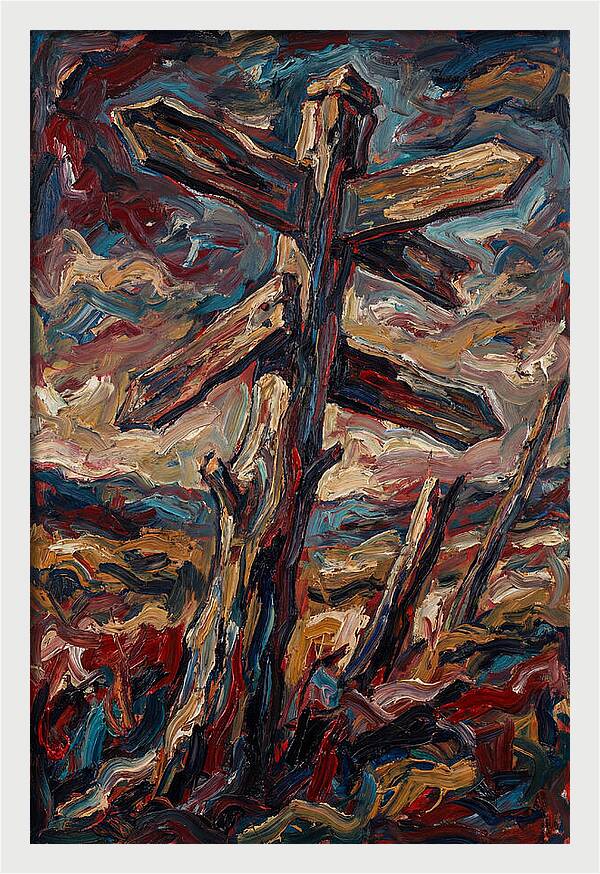 Old Signpost In Expressionist Style
