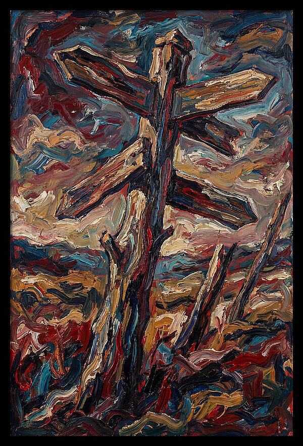 Old Signpost In Expressionist Style