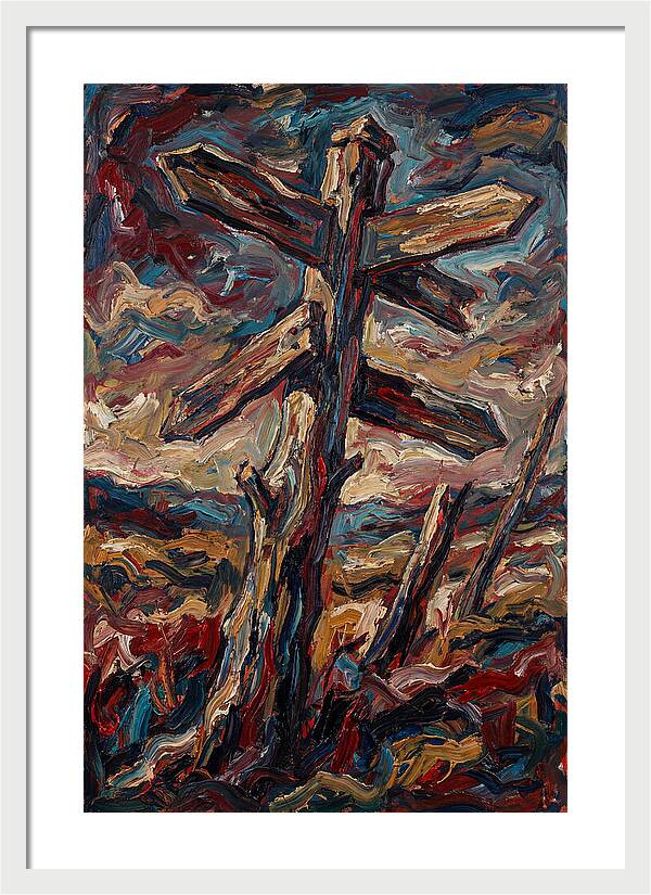 Old Signpost In Expressionist Style