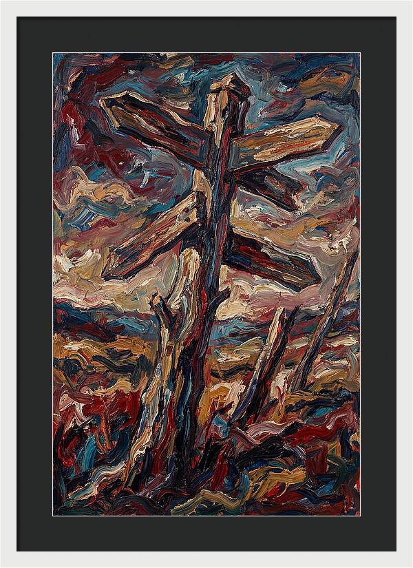 Old Signpost In Expressionist Style