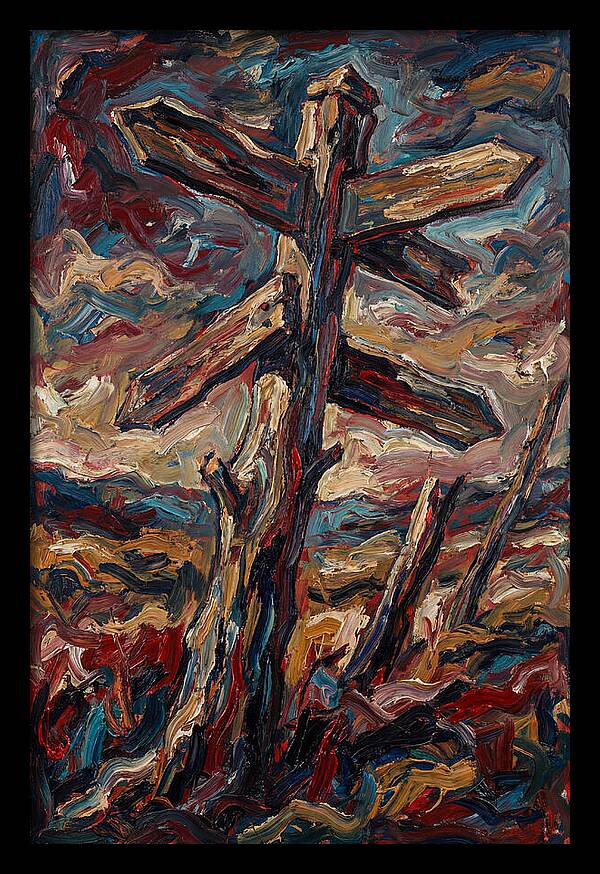 Old Signpost In Expressionist Style