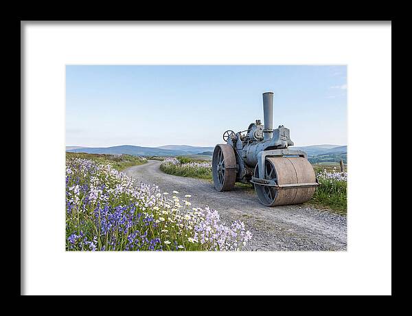 Old Steam Roller On Country Road