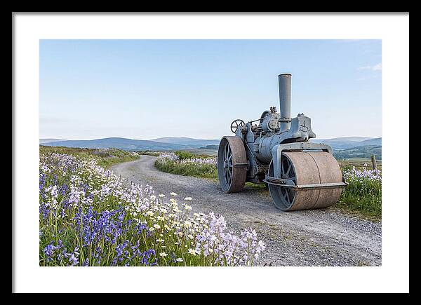 Old Steam Roller On Country Road