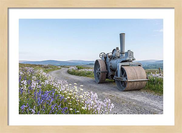 Old Steam Roller On Country Road
