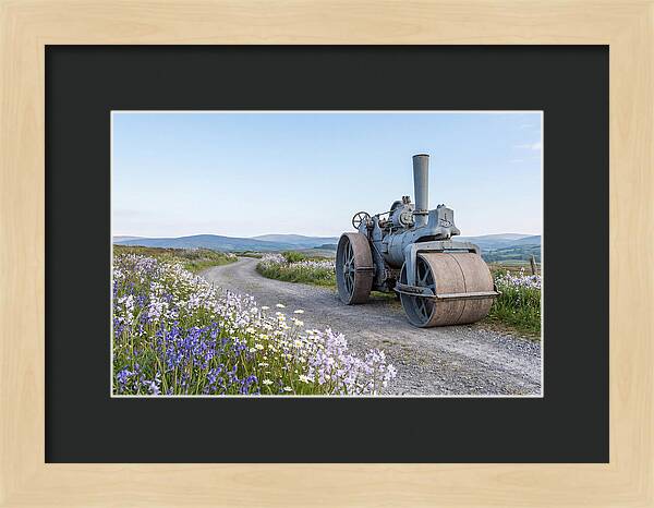 Old Steam Roller On Country Road