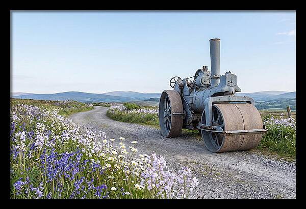 Old Steam Roller On Country Road