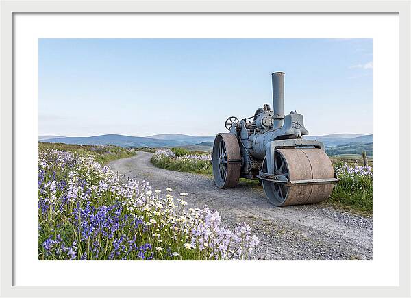 Old Steam Roller On Country Road