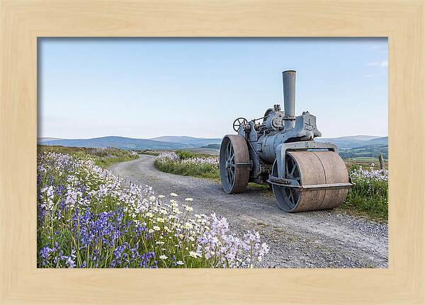 Old Steam Roller On Country Road