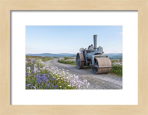 Old Steam Roller On Country Road