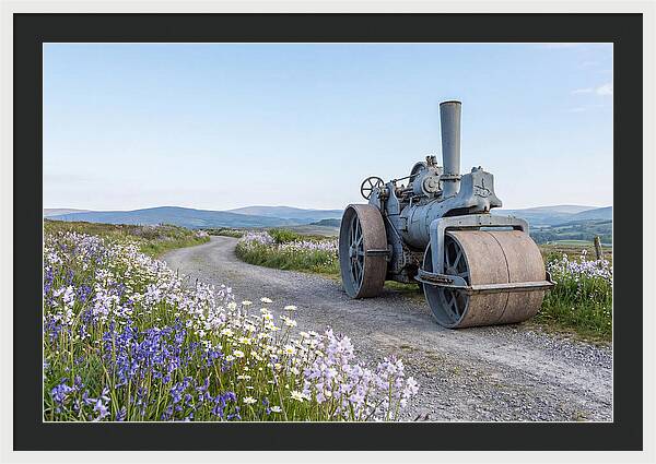 Old Steam Roller On Country Road
