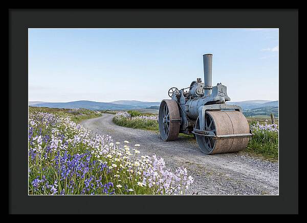 Old Steam Roller On Country Road