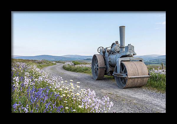 Old Steam Roller On Country Road