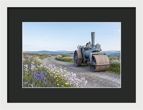Old Steam Roller On Country Road