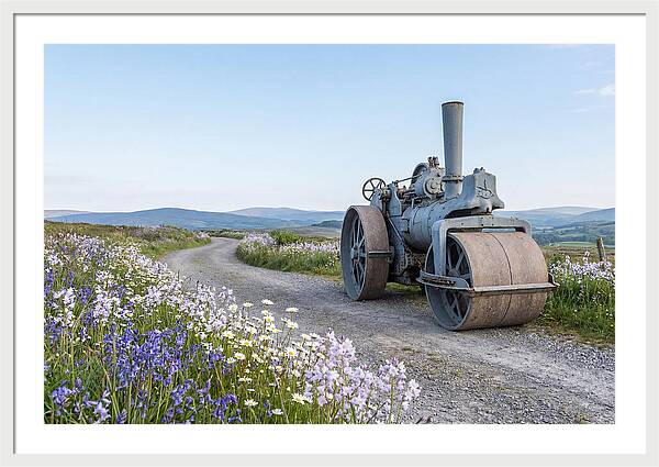 Old Steam Roller On Country Road