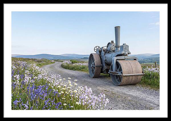 Old Steam Roller On Country Road