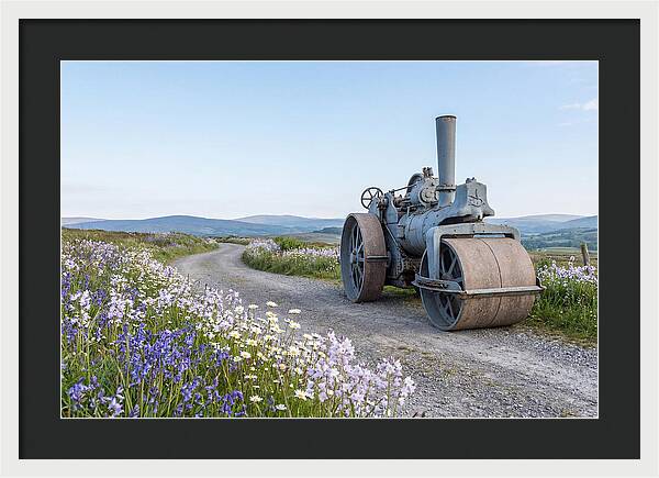 Old Steam Roller On Country Road