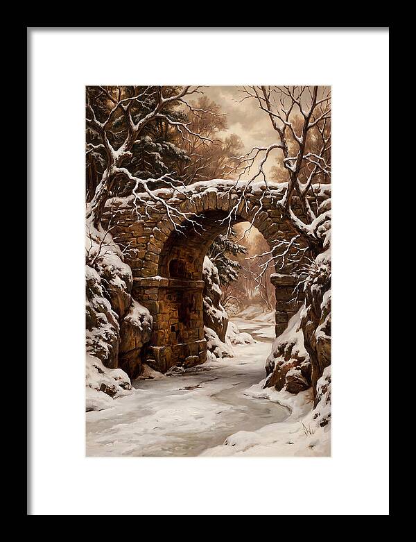 Old Stone Bridge In Winter