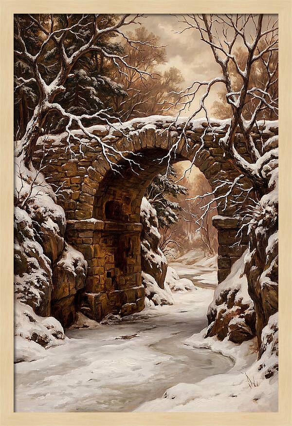 Old Stone Bridge In Winter