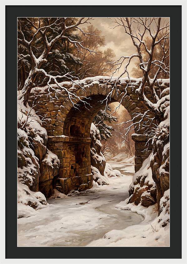 Old Stone Bridge In Winter