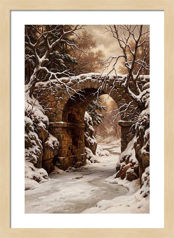 Old Stone Bridge In Winter