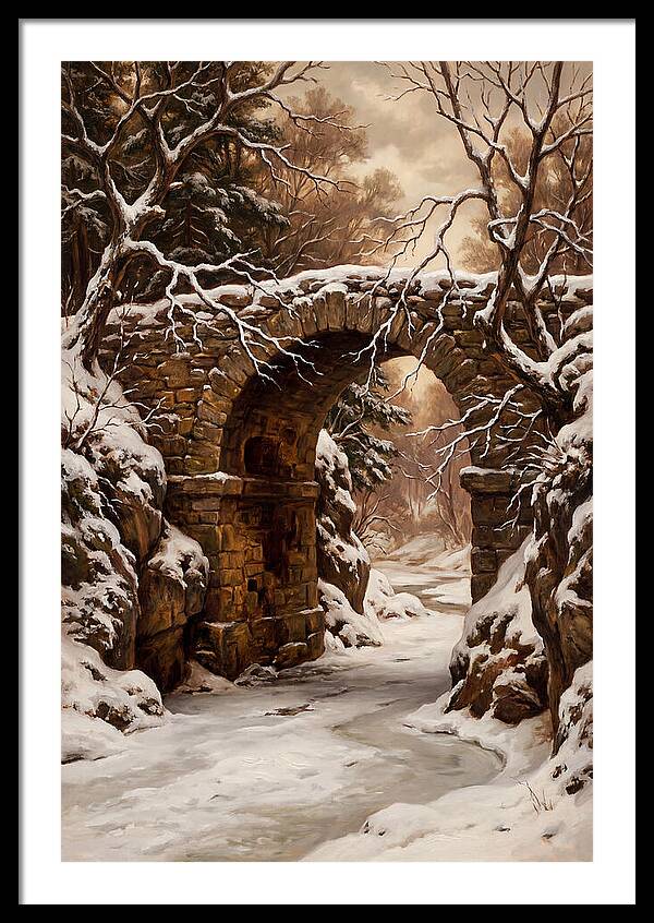 Old Stone Bridge In Winter