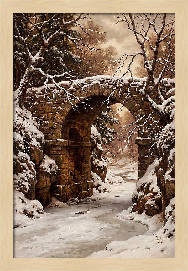Old Stone Bridge In Winter