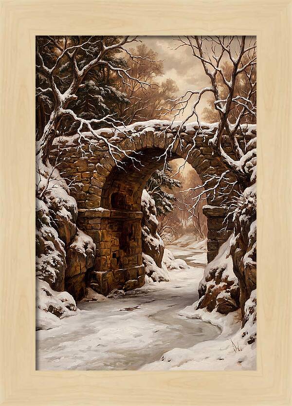 Old Stone Bridge In Winter