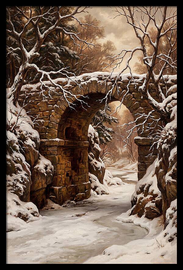 Old Stone Bridge In Winter