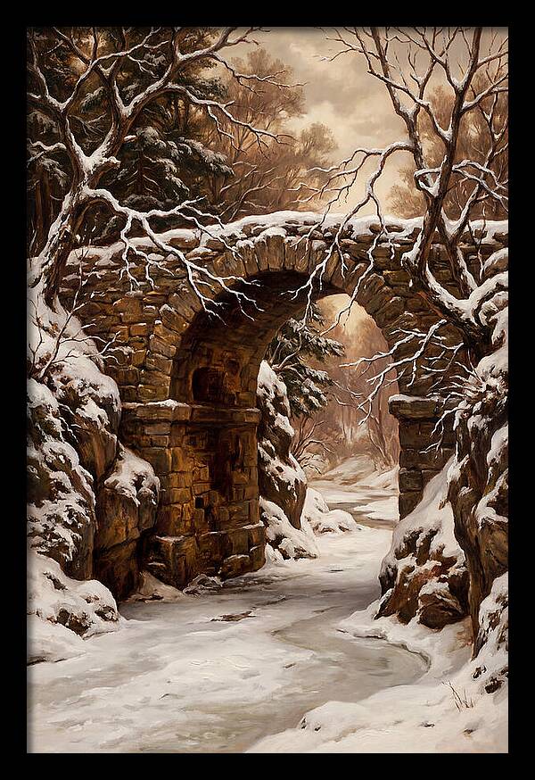 Old Stone Bridge In Winter