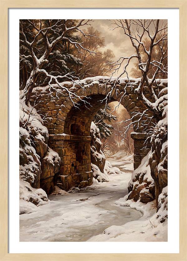 Old Stone Bridge In Winter