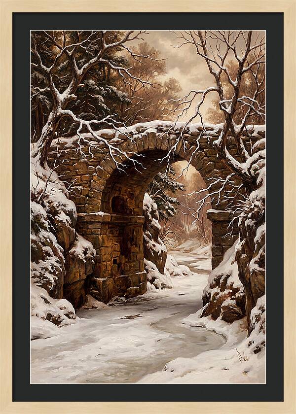 Old Stone Bridge In Winter