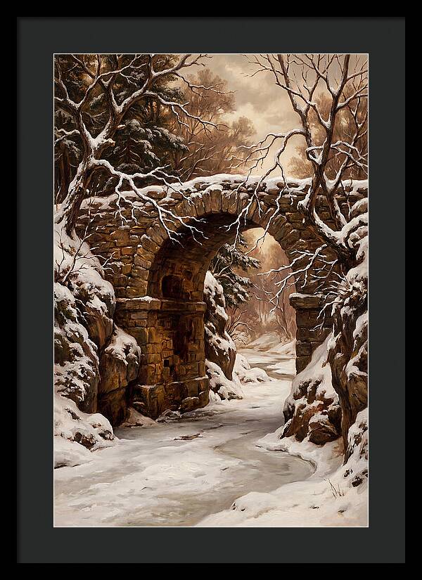 Old Stone Bridge In Winter