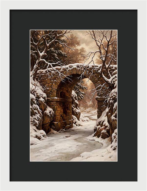 Old Stone Bridge In Winter