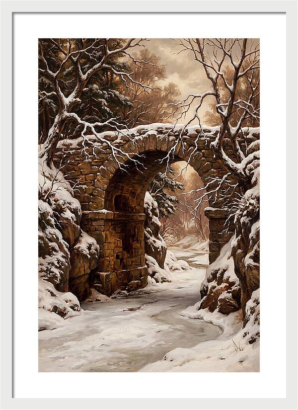 Old Stone Bridge In Winter