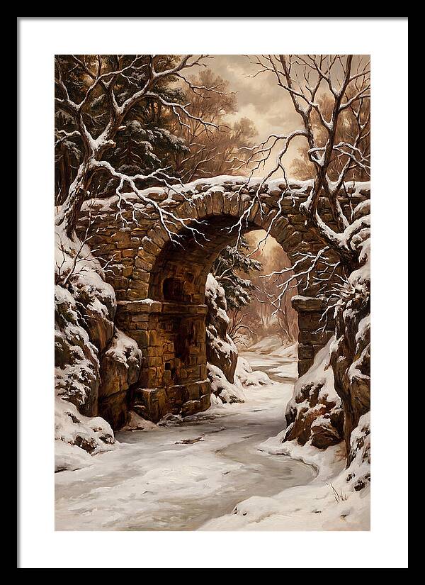 Old Stone Bridge In Winter